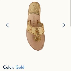 Jack Rogers Flat Sandal. Gold, Size 9.